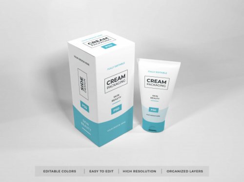 Realistic Cosmetic Cream Packaging Mockup