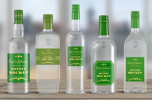 20 Clear Rum Bottle Mockups Bundle 4562155