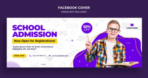 Back to school facebook timeline cover and web banner template