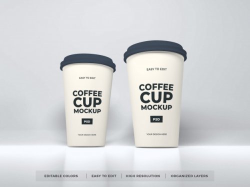 Realistic Paper Coffee Cup Mockup 12 PSD