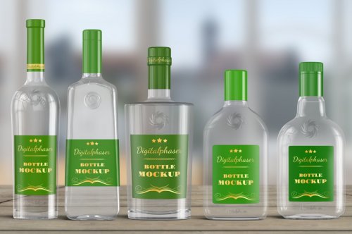 20 Clear Rum Bottle Mockups Bundle 4562155