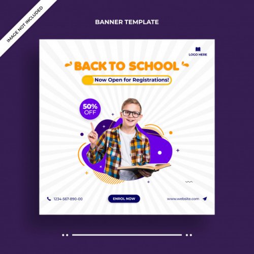 Back to school social media post template