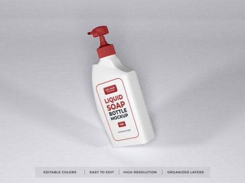 Realistic liquid soap bottle packaging mockup