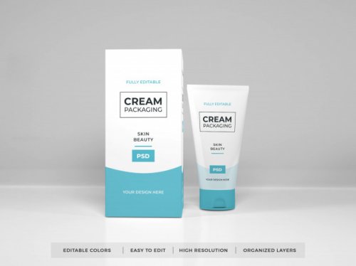 Realistic cosmetic cream packaging mockup