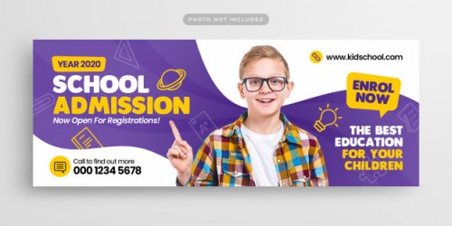 Back to school facebook timeline cover and web banner template