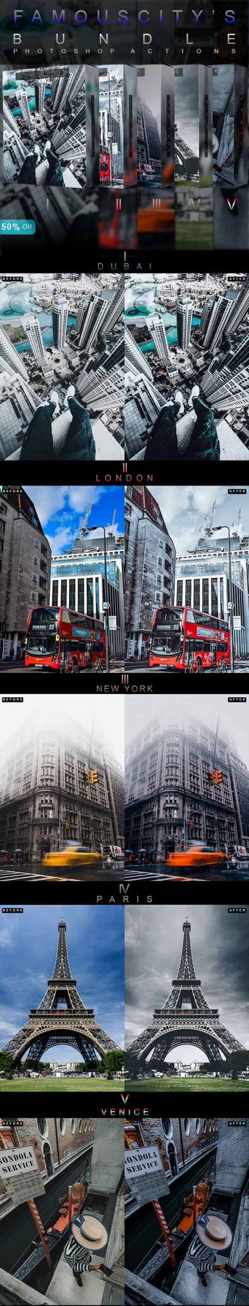 Famous City's Bundle - Photoshop Actions