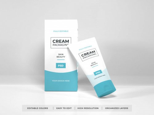 Realistic Cosmetic Cream Packaging Mockup