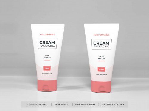 Realistic cosmetic cream packaging mockup