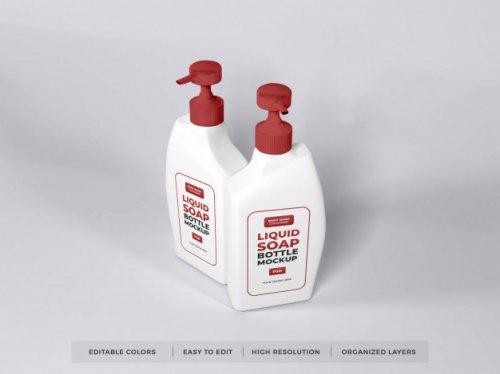 Realistic liquid soap bottle packaging mockup