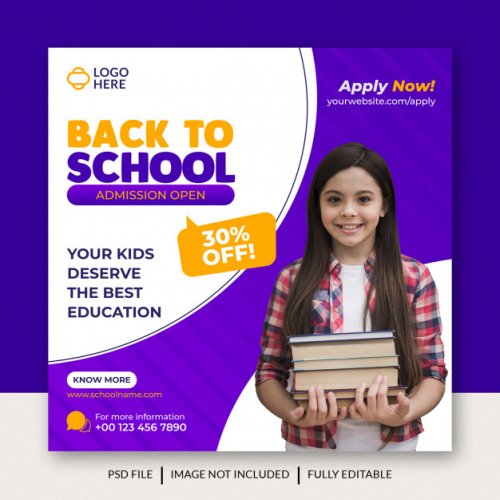 Back to school social media post template