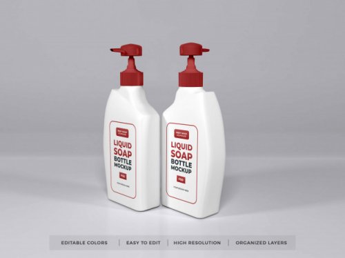 Realistic liquid soap bottle packaging mockup