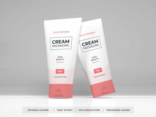 Realistic cosmetic cream packaging mockup