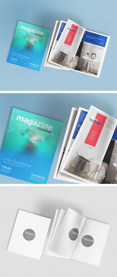 Magazine Mockup - Letter Size PSD Template