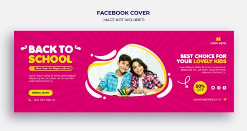 Back to school facebook timeline cover and web banner template