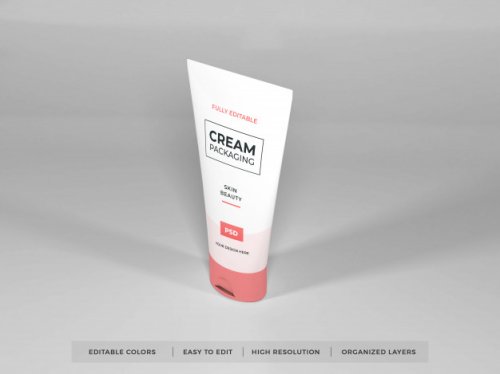 Realistic cosmetic cream packaging mockup