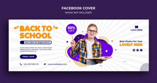 Back to school facebook timeline cover and web banner template