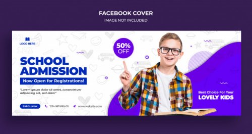 Back to school facebook timeline cover and web banner template