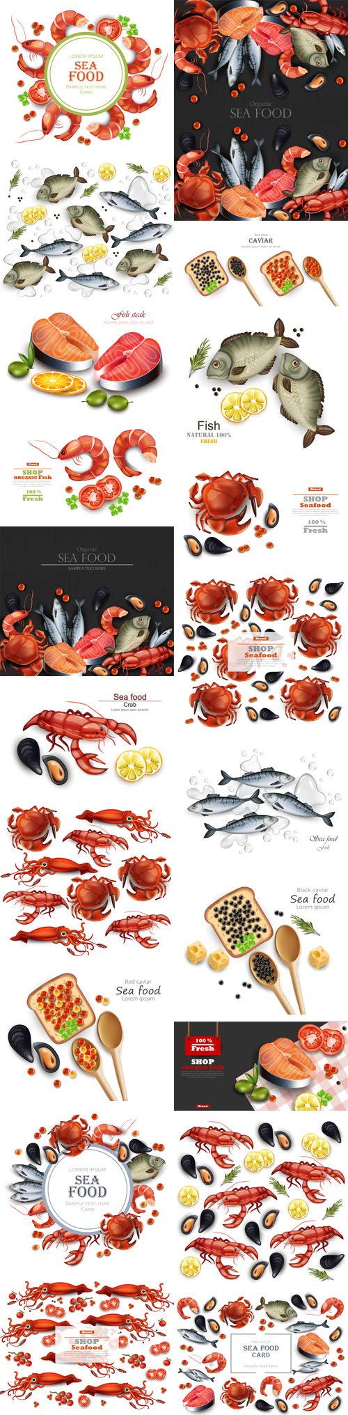 Seafood Vector Clipart Collection