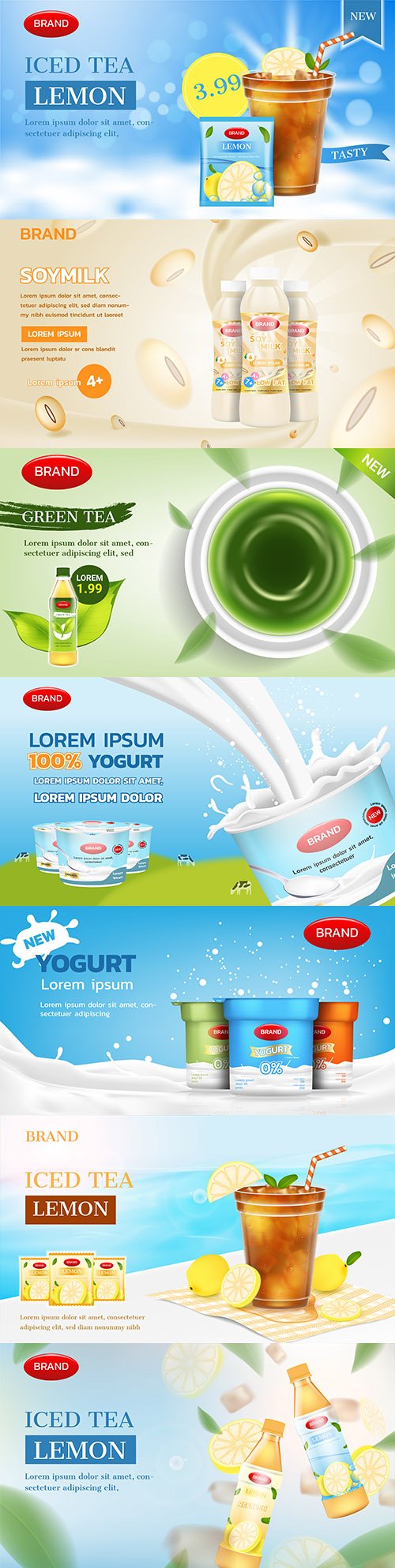 Dairy products and drinks advertising brand design template