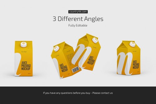 500ml Matte Juice Carton Package Mockup Set