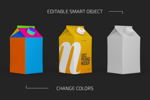 500ml Matte Juice Carton Package Mockup Set