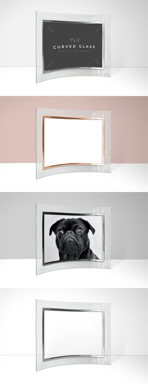 Curved Glass Photo Frame PSD Mockup