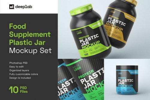Food Supplement Plastic Jar Mockup 5325811