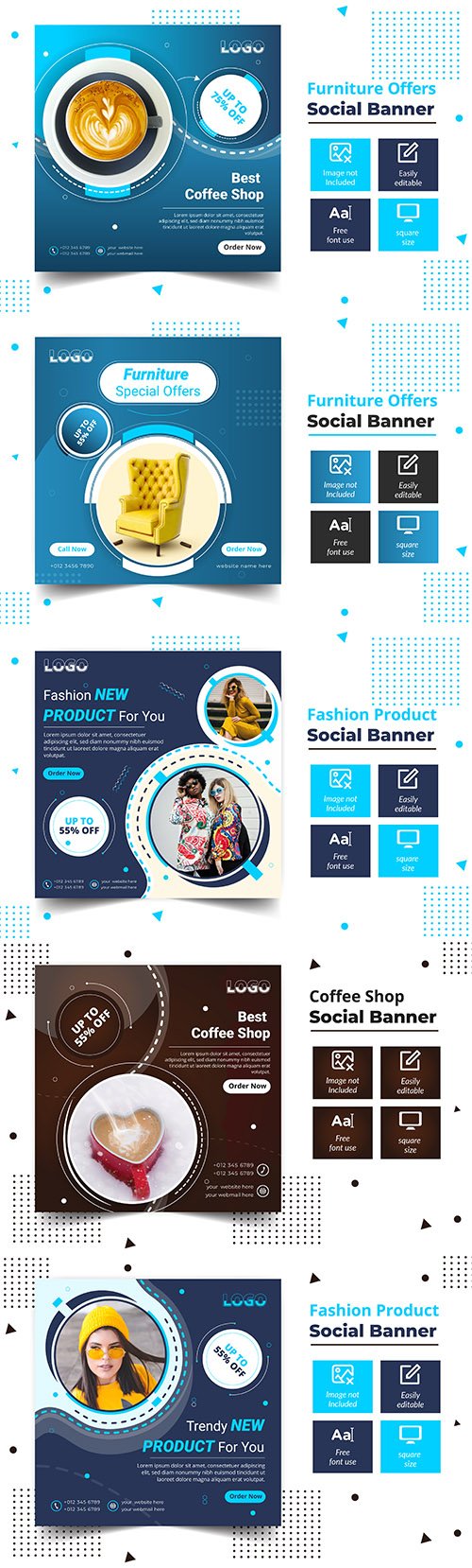 Fashion product offers post square banner template