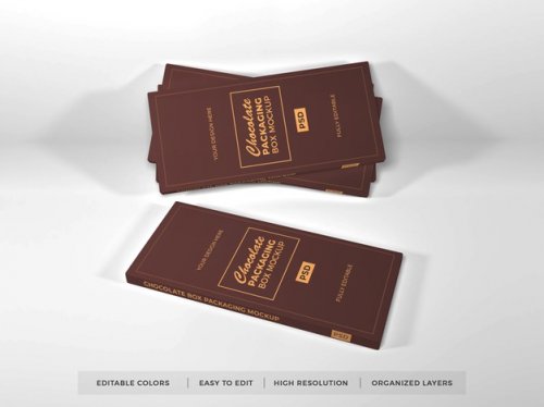 Realistic chocolate box packaging mockup