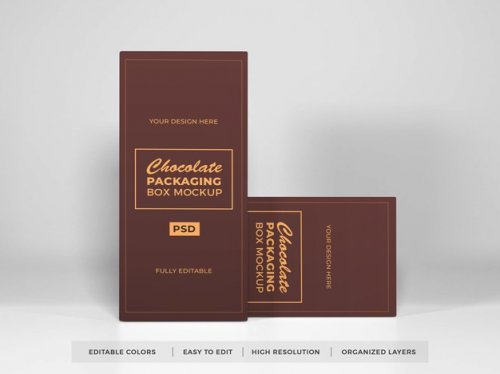 Realistic chocolate box packaging mockup