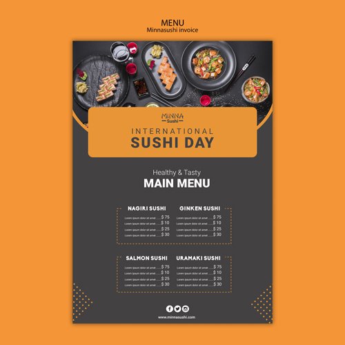 Menu template for international sushi day