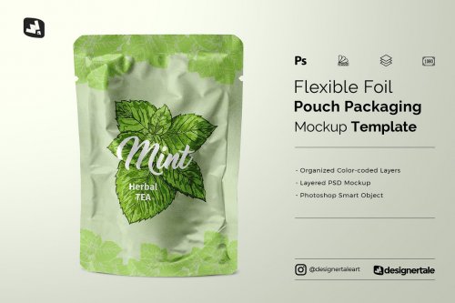 Flexible Foil Pouch Packaging Mockup 4962367