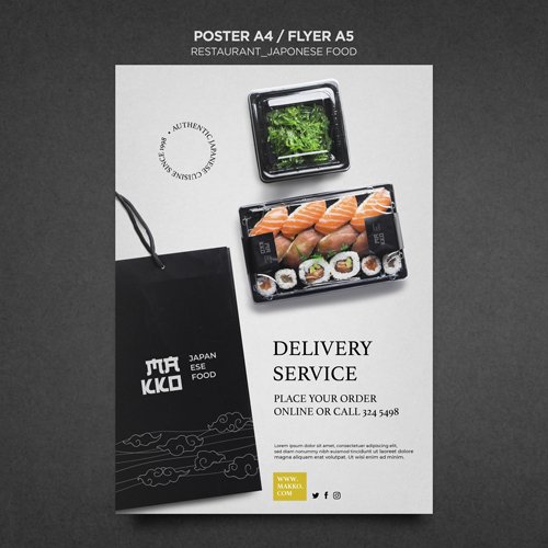 Sushi at home poster print template