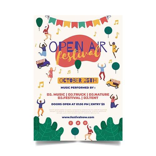 Open air music festival template flyer
