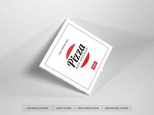 Realistic pizza box mockup