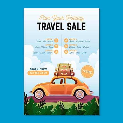 Travel sale - illustrated flyer
