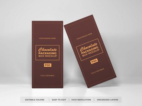 Realistic chocolate box packaging mockup