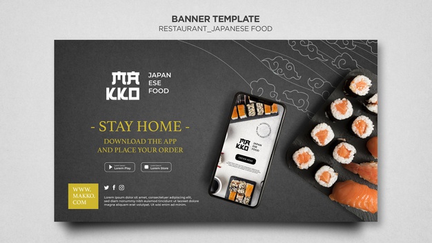 Order sushi from home banner web template