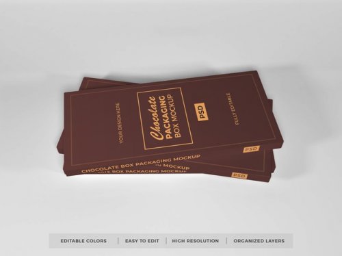 Realistic chocolate box packaging mockup