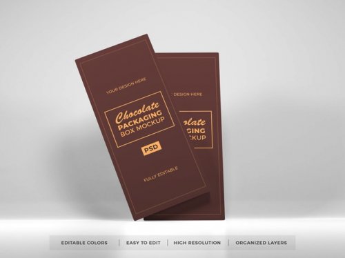 Realistic chocolate box packaging mockup