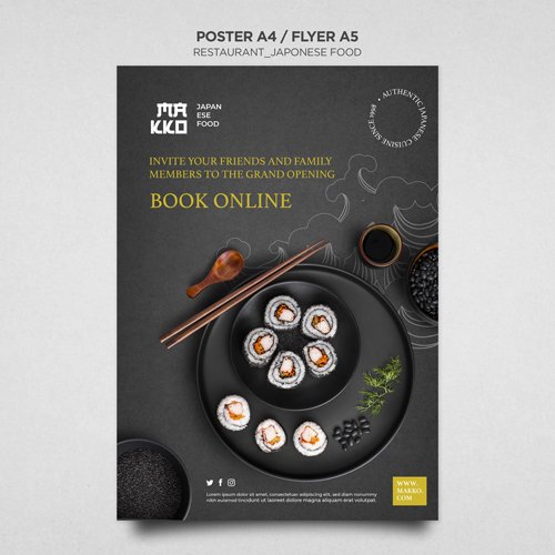 Book online your sushi plate poster print template