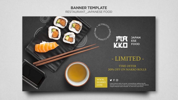 Sushi and sauce banner web template