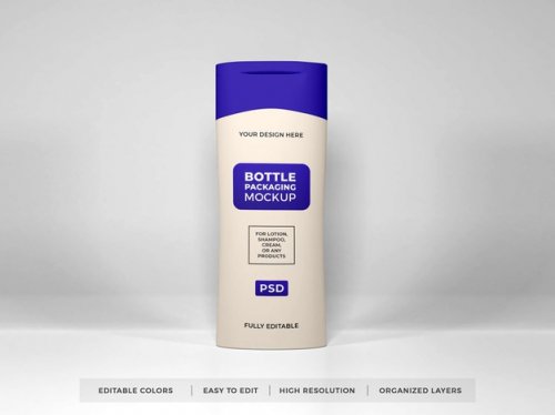 Realistic lotion cream and shampoo bottle mockup
