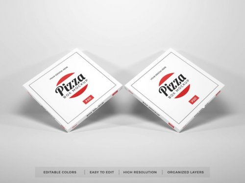 Realistic pizza box mockup