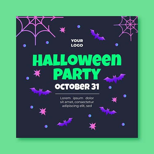 Halloween squared flyer template