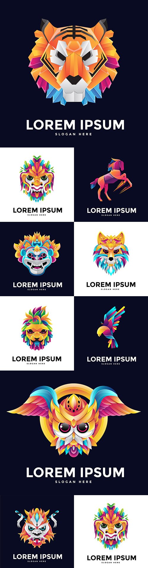 Origami and animal logo design flat color modern 10