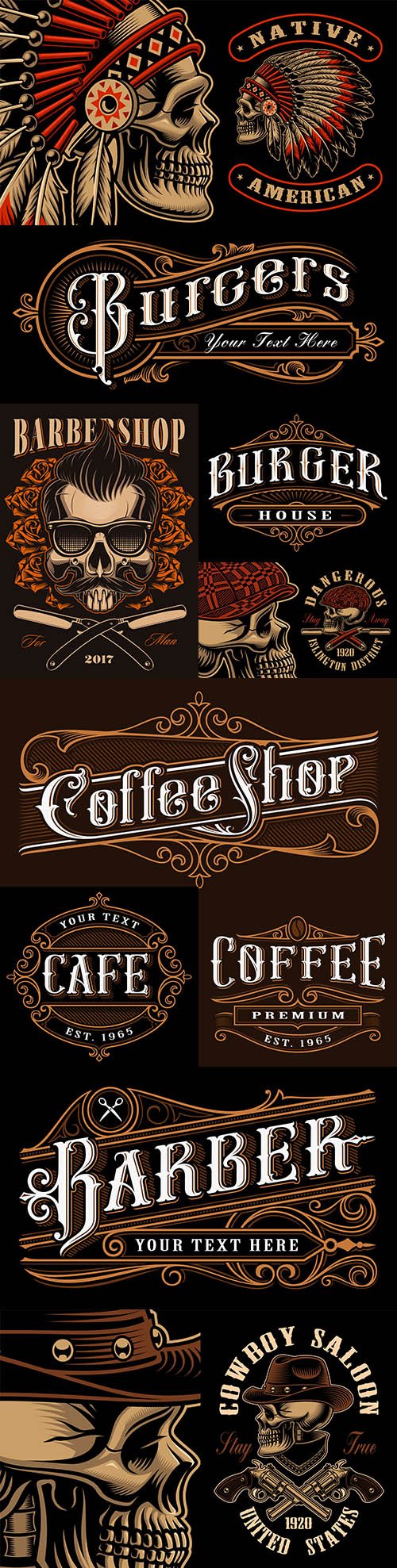Vintage emblems and logos with lettering design 5