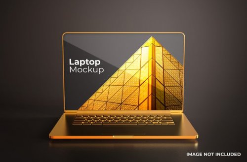 Black gold screen smartphone and macbook mockup