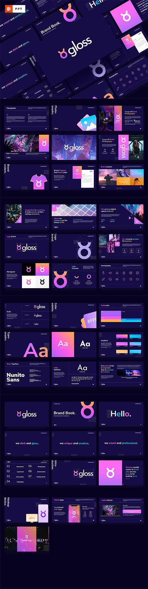 GLOSS - Dark Branding Style Powerpoint Template
