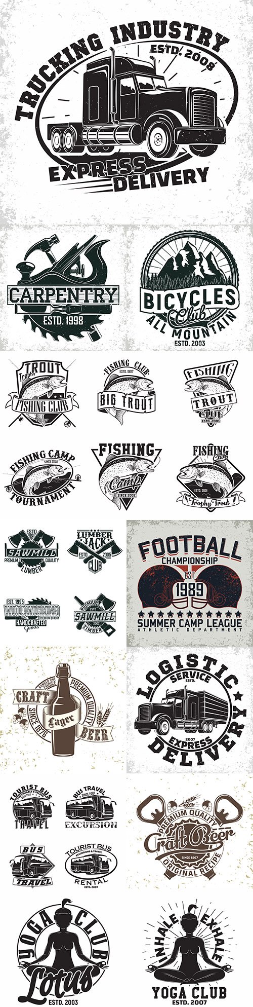 Vintage emblems and logos with lettering design 7